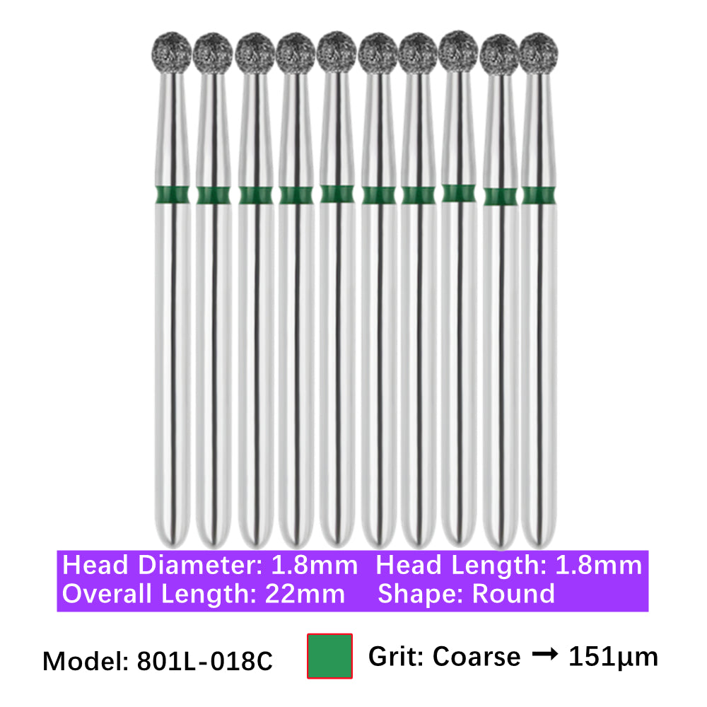 Vakker Dental Round FG Diamond Bur  801L-018C 10/pk
