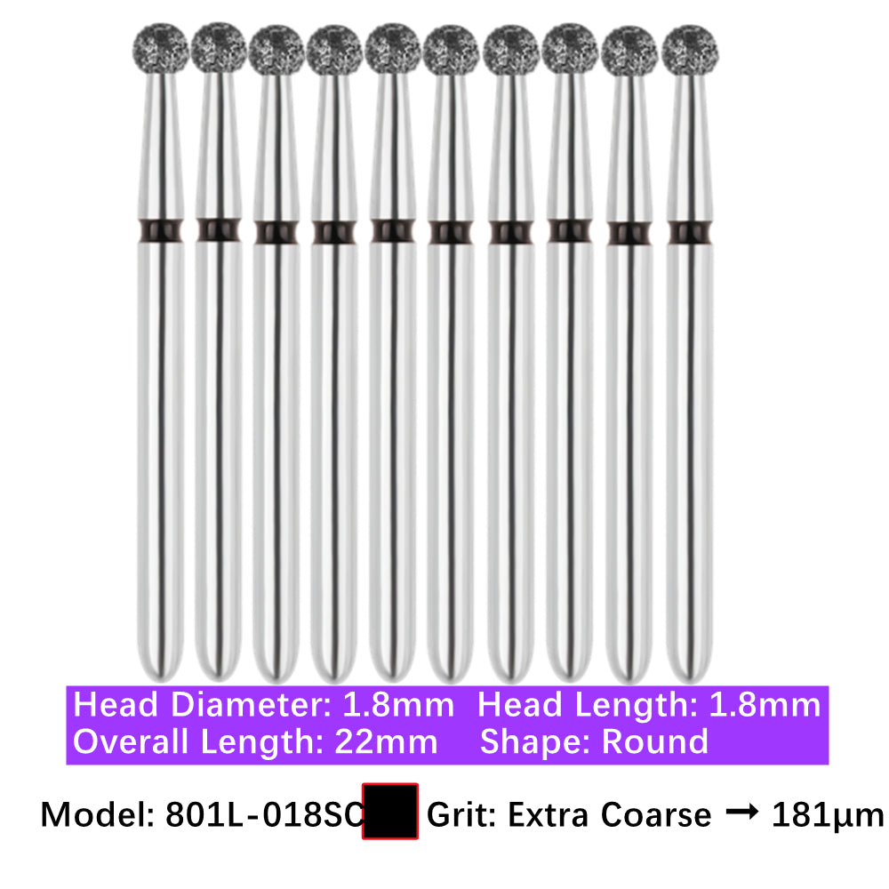 Vakker Dental Round FG Diamond Bur  801L-018SC  10/pk