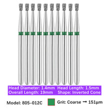 Load image into Gallery viewer, Vakker Dental Inverted Cone FG Diamond Bur  805-012C  10/pk
