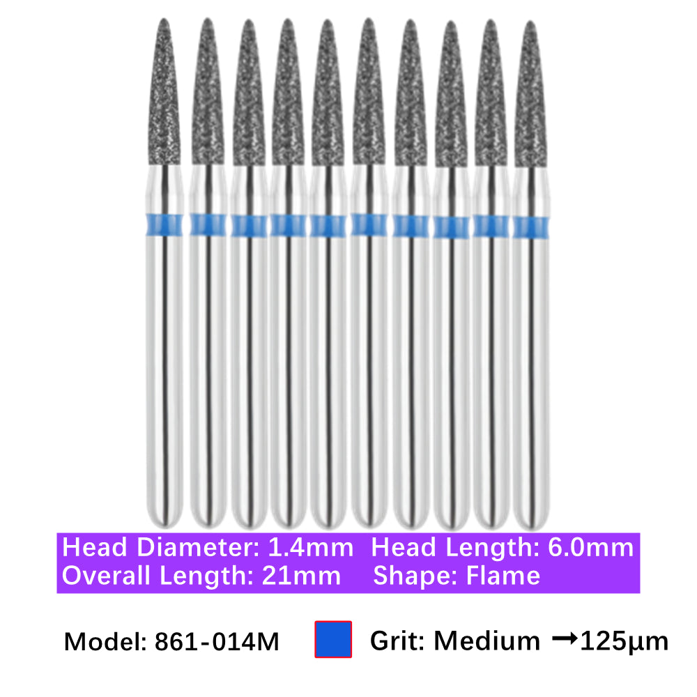 Vakker Dental Flame FG Diamond Burs 861-014M 10/pk