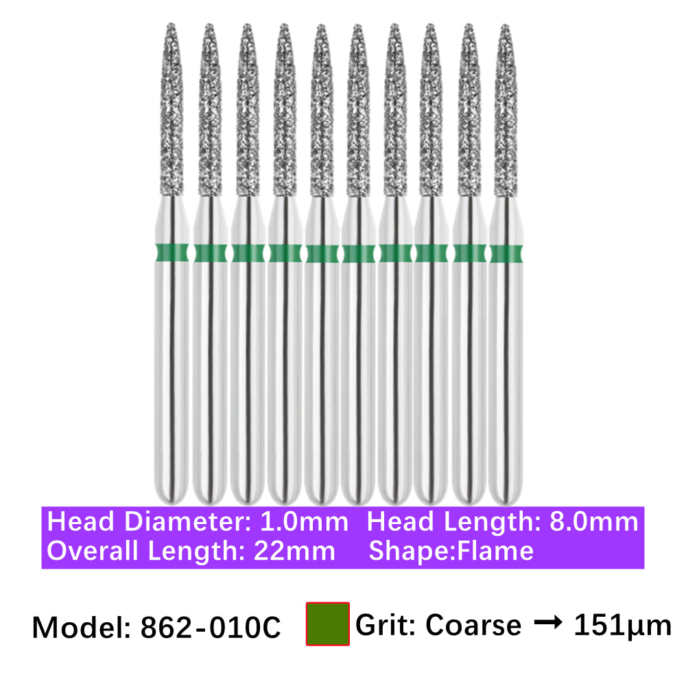 Vakker Dental Flame FG Diamond Burs 862-010C 10/pk