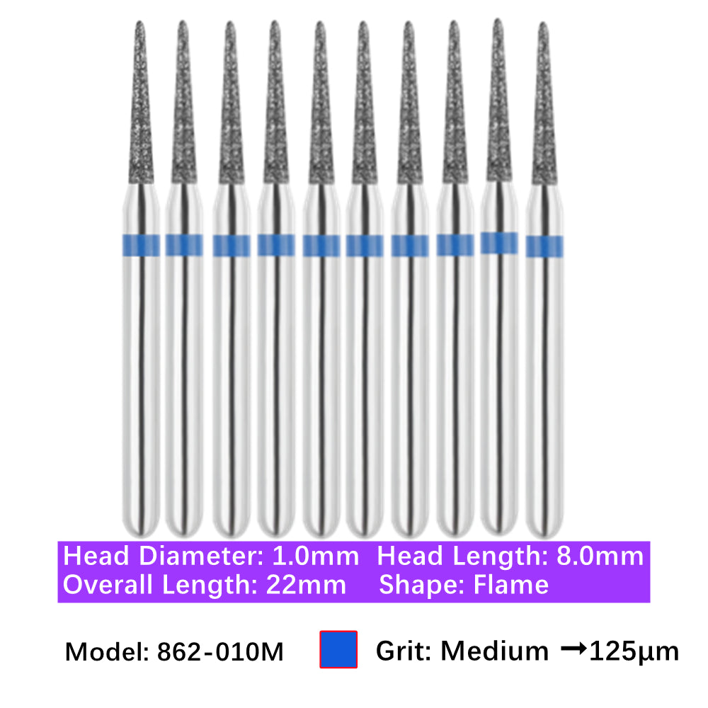 Vakker Dental Flame FG Diamond Burs 862-010M 10/pk