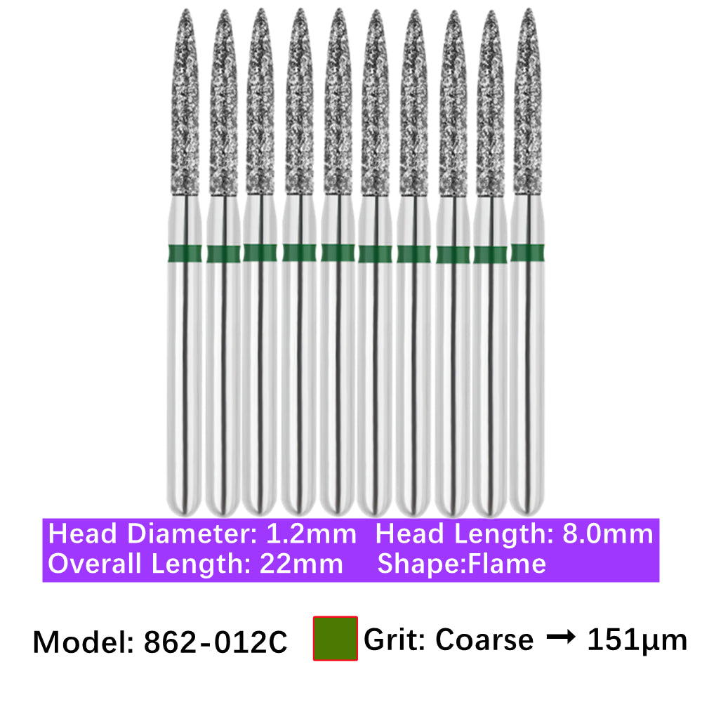 Vakker Dental Flame FG Diamond Burs 862-012C 10/pk
