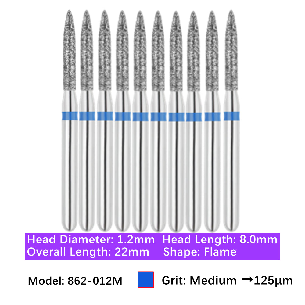 Vakker Dental Flame FG Diamond Burs 862-012M 10/pk