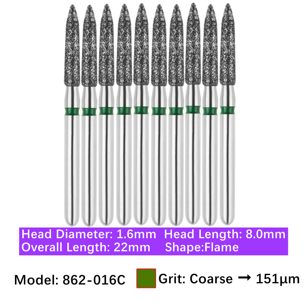 Vakker Dental Flame FG Diamond Burs 862-016C 10/pk