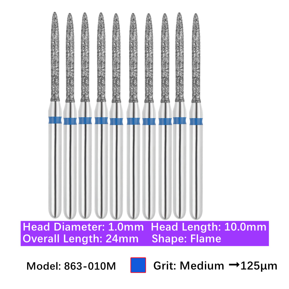 Vakker Vakker Dental Flame FG Diamond Burs 863-010M 10/pk