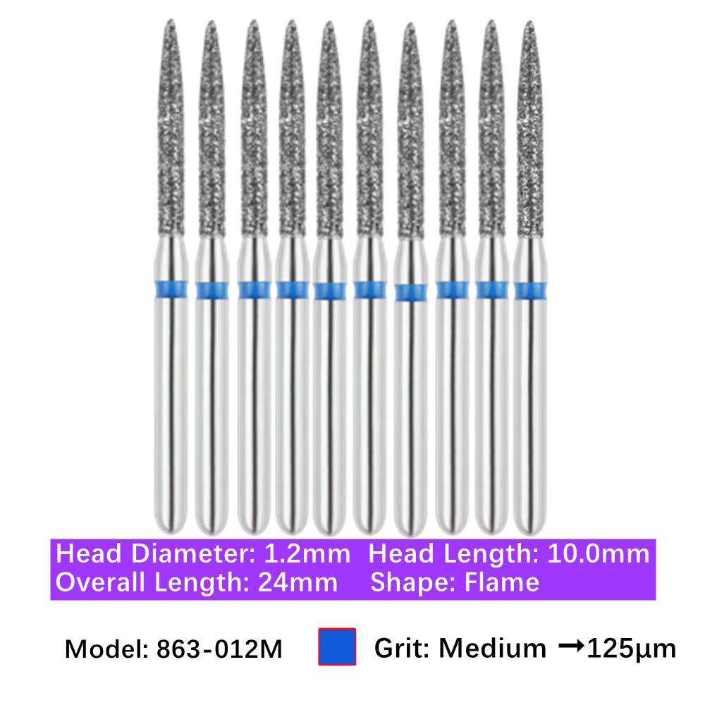 Vakker Vakker Dental Flame FG Diamond Burs 863-012M 10/pk