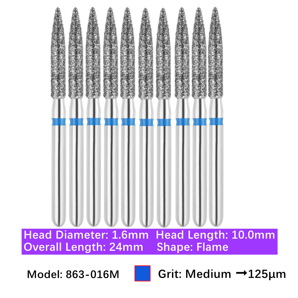 Vakker Vakker Dental Flame FG Diamond Burs 863-016M 10/pk