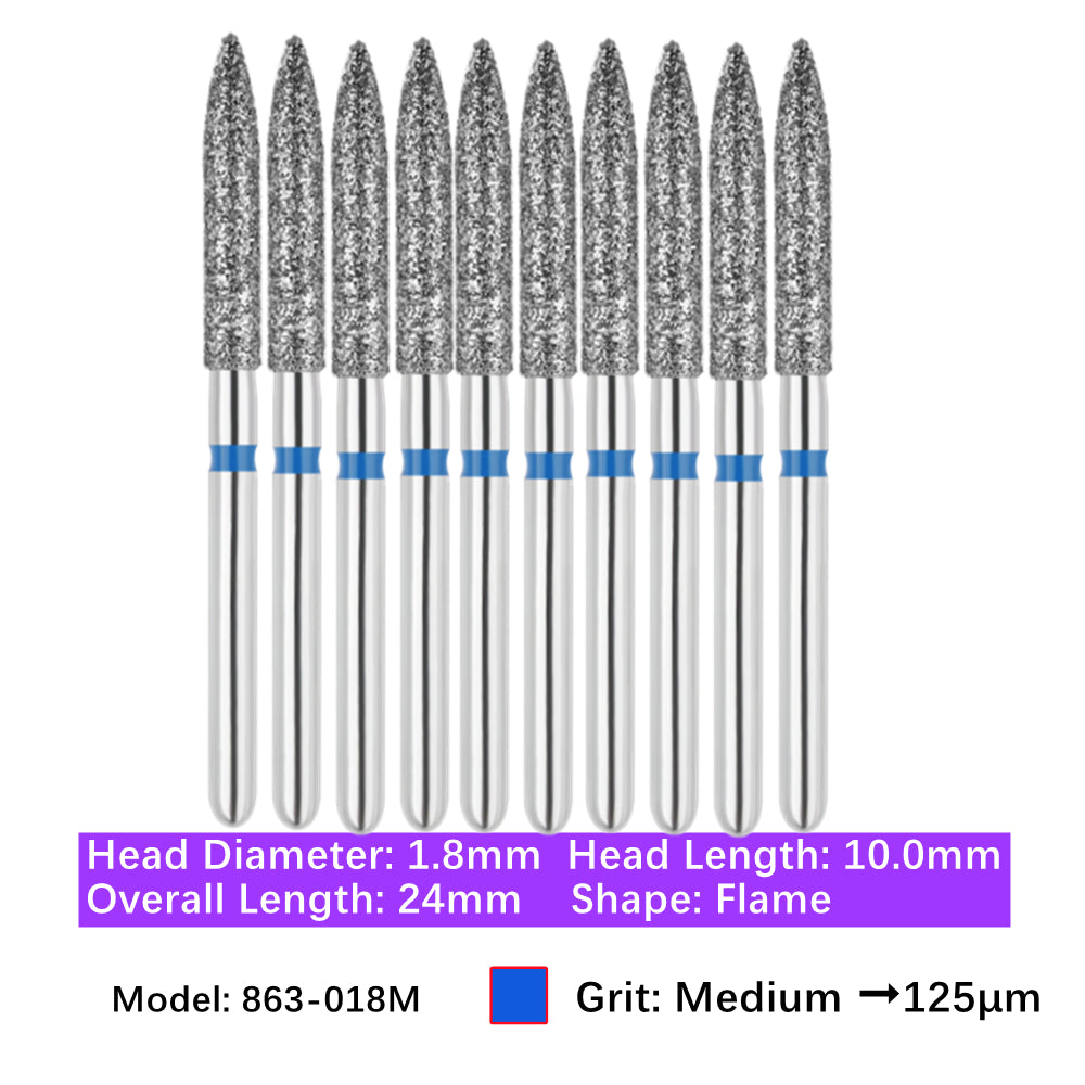 Vakker Vakker Dental Flame FG Diamond Burs 863-018M 10/pk
