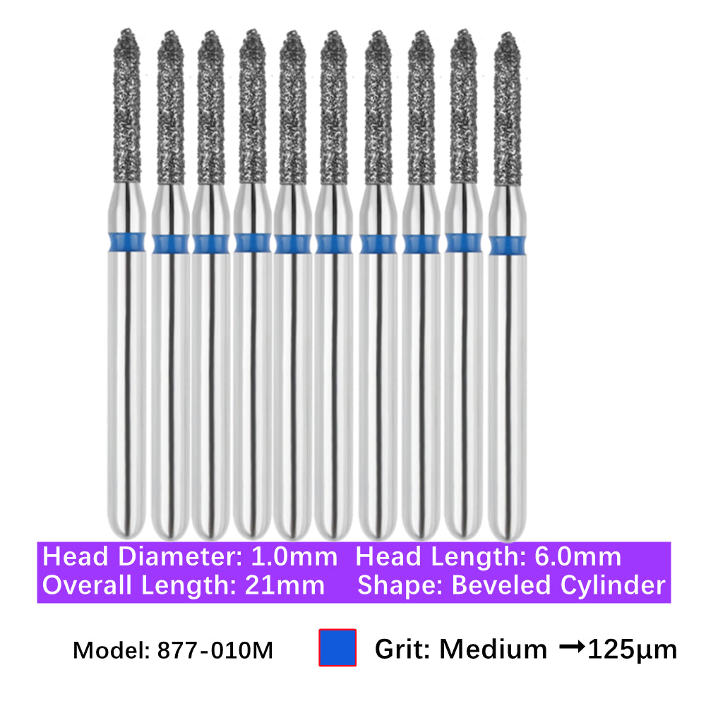 Vakker Dental Bevel Cylinder FG Diamond Burs 877-010M 10/pk