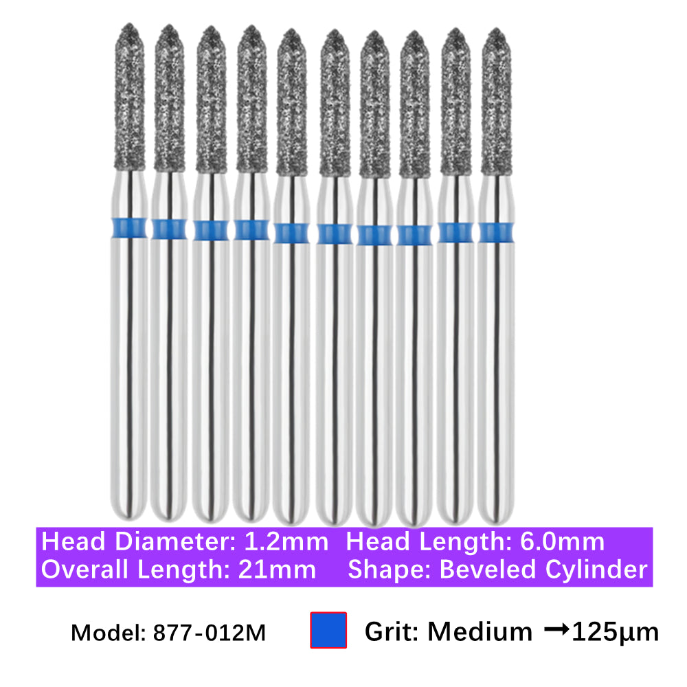 Vakker Dental Bevel Cylinder FG Diamond Burs 877-012M 10/pk