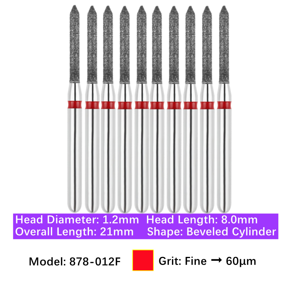 Vakker Dental Bevel Cylinder FG Diamond Burs 878-012F 10/pk