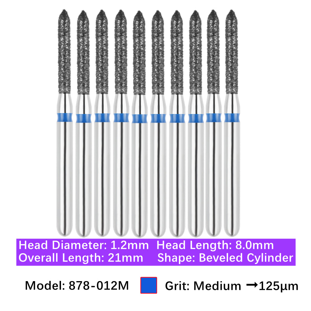 Vakker Dental Bevel Cylinder FG Diamond Burs 878-012M 10/pk