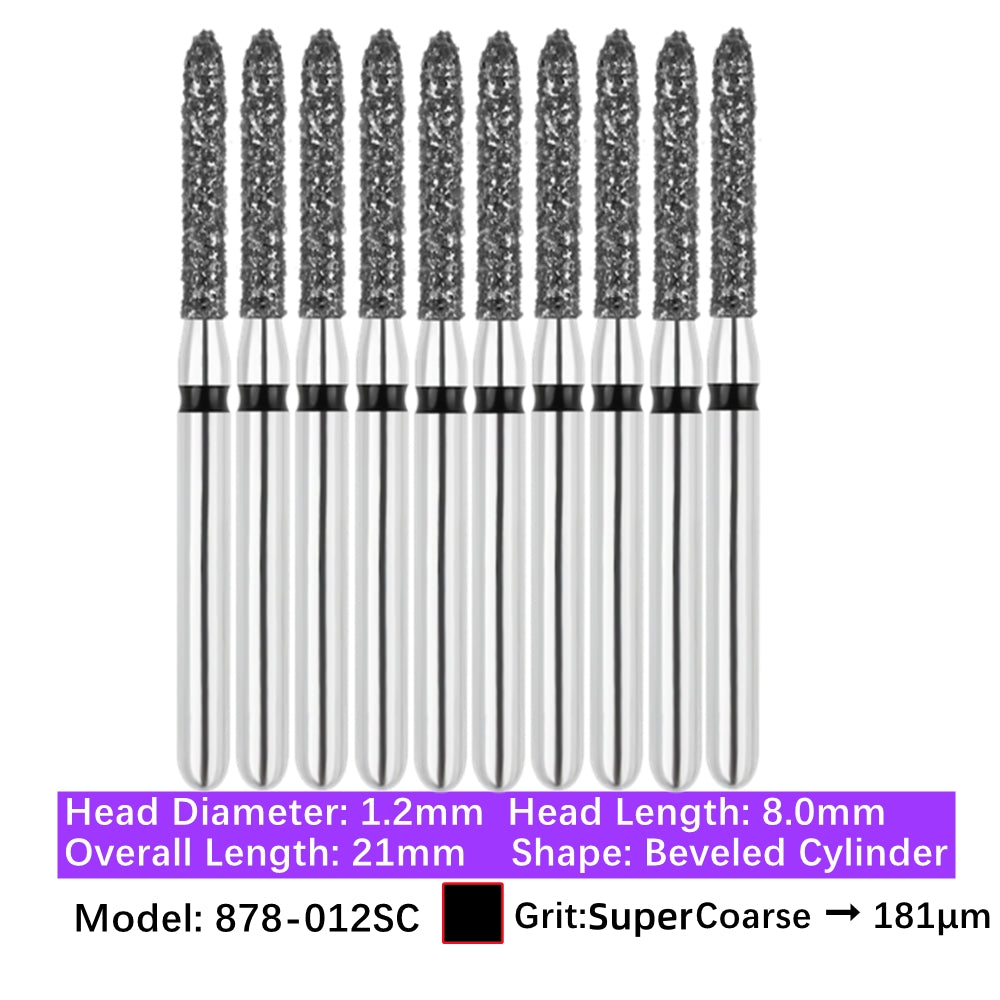 Vakker Dental Bevel Cylinder FG Diamond Burs 878-012SC 10/pk