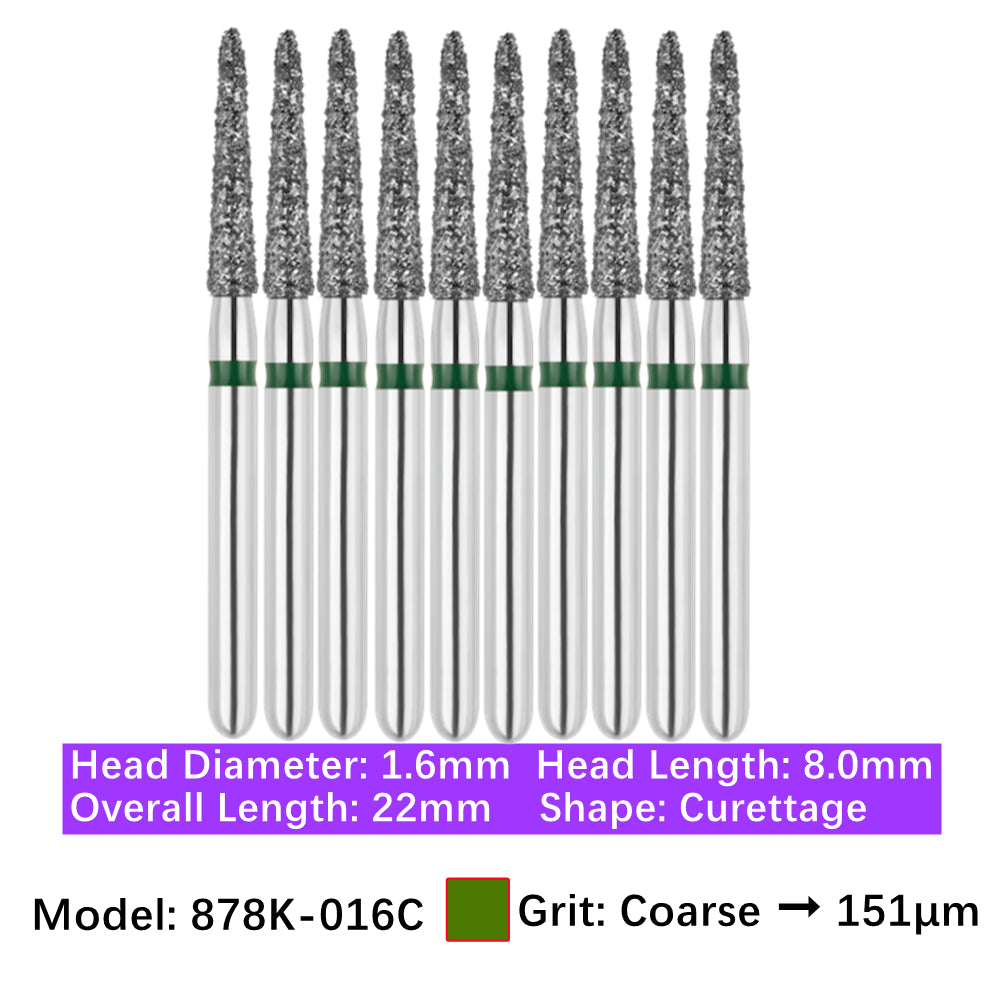 Vakker Dental Gingival Curettage FG Diamond Burs 878K-016C 10/pk