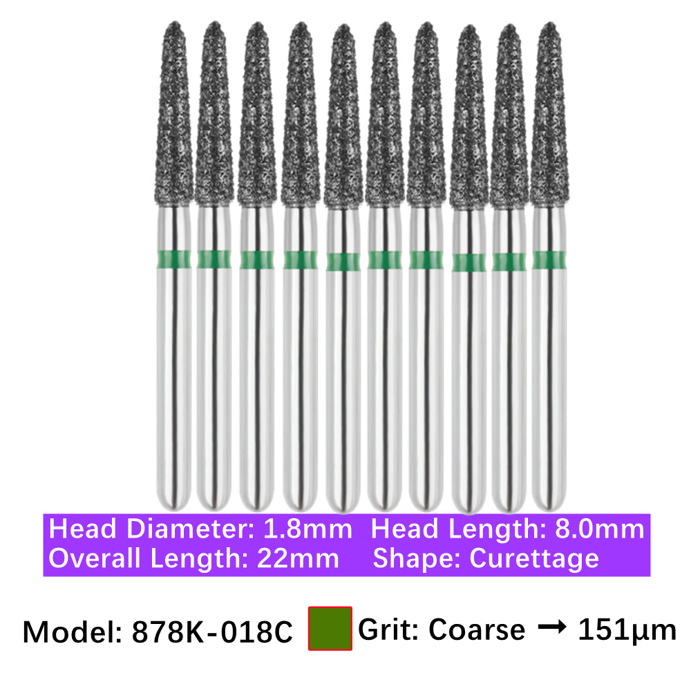 Vakker Dental Gingival Curettage FG Diamond Burs 878K-018C 10/pk