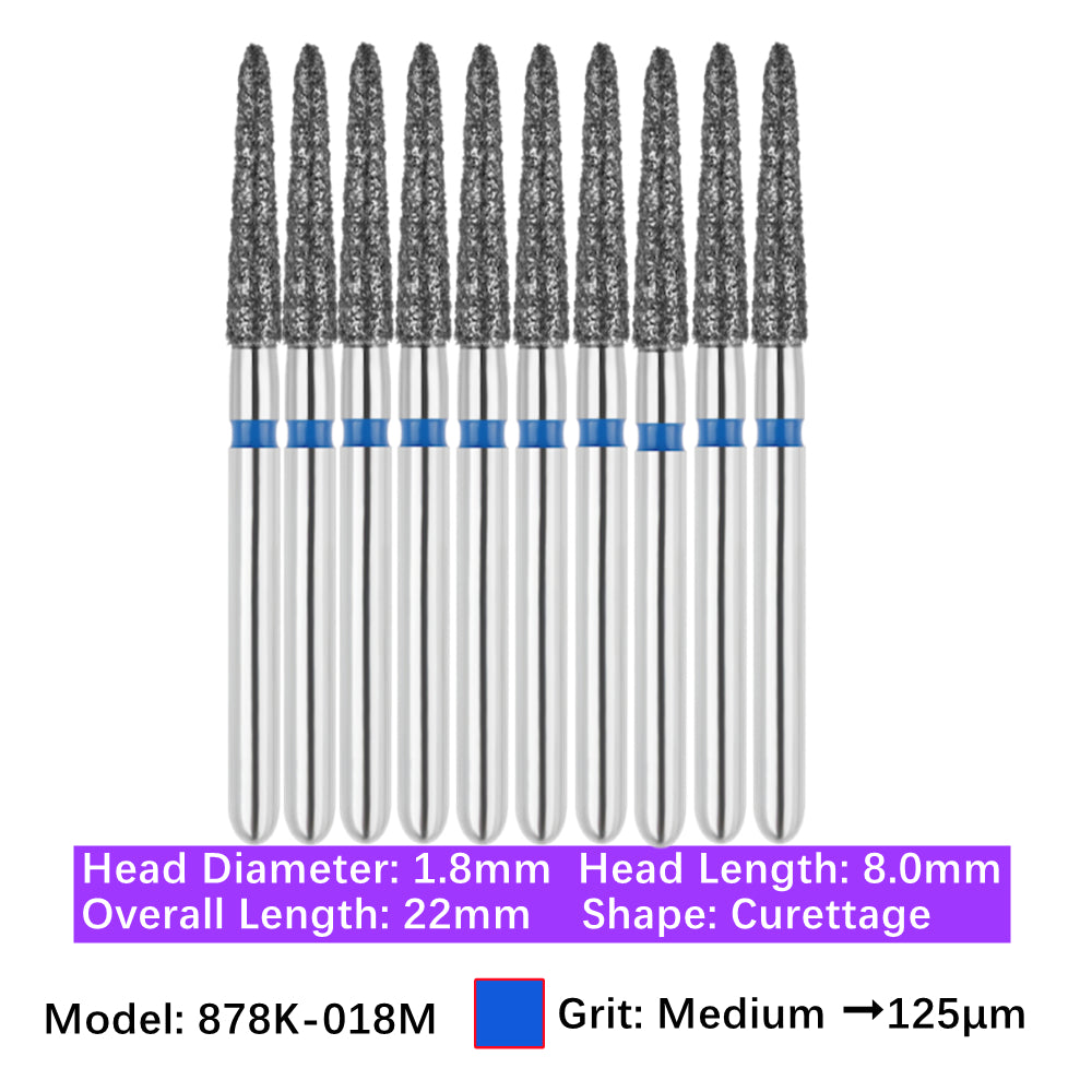 Vakker Dental Gingival Curettage FG Diamond Burs 878K-018M 10/pk