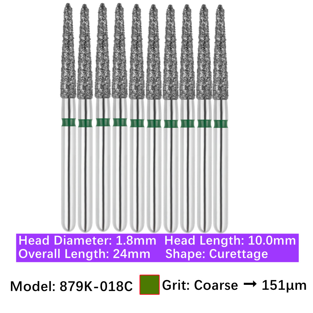 Vakker Dental Gingival Curettage FG Diamond Burs 879K-018C 10/pk