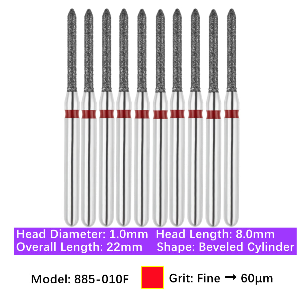 Vakker Dental Bevel Cylinder FG Diamond Burs 885-010F 10/pk