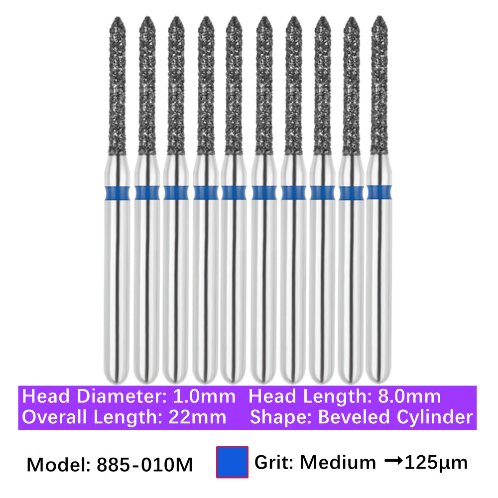 Vakker Dental Bevel Cylinder FG Diamond Burs 885-010M 10/pk