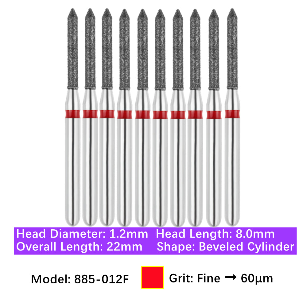 Vakker Dental Bevel Cylinder FG Diamond Burs 885-012F 10/pk