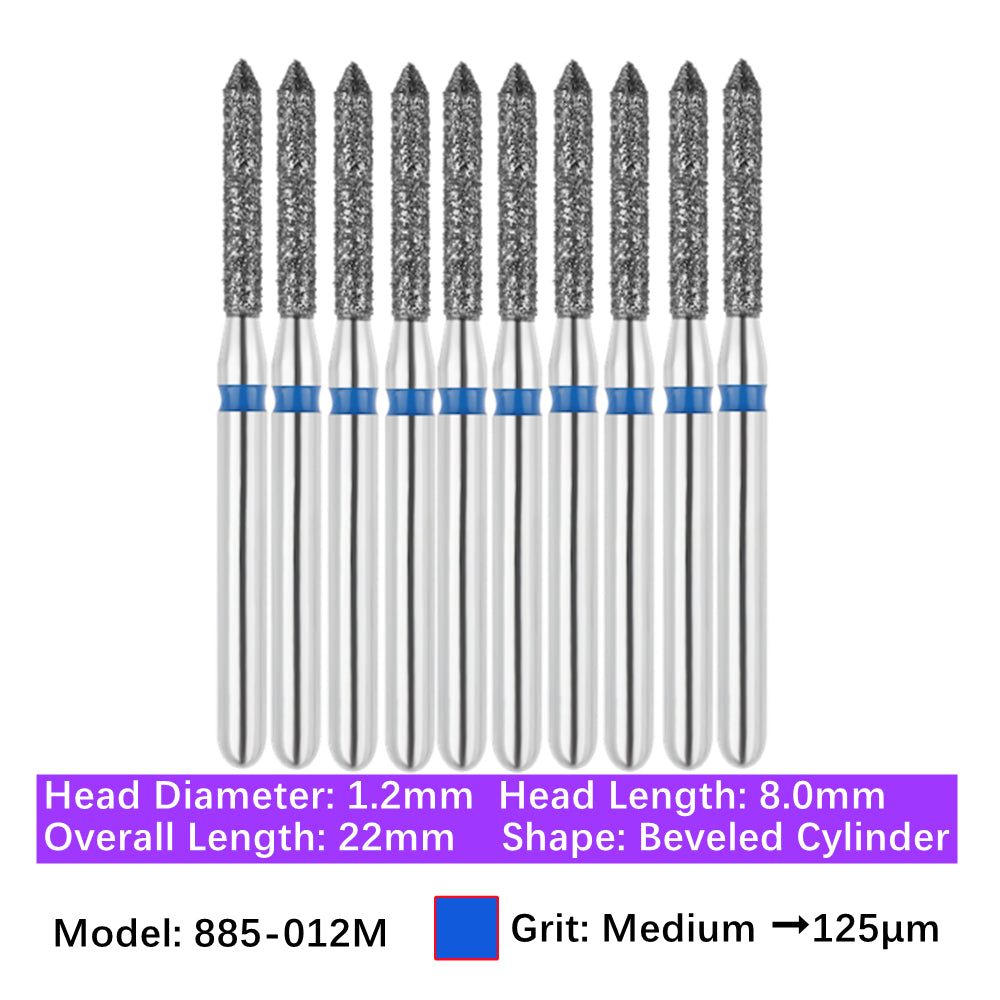 Vakker Dental Bevel Cylinder FG Diamond Burs 885-012M 10/pk