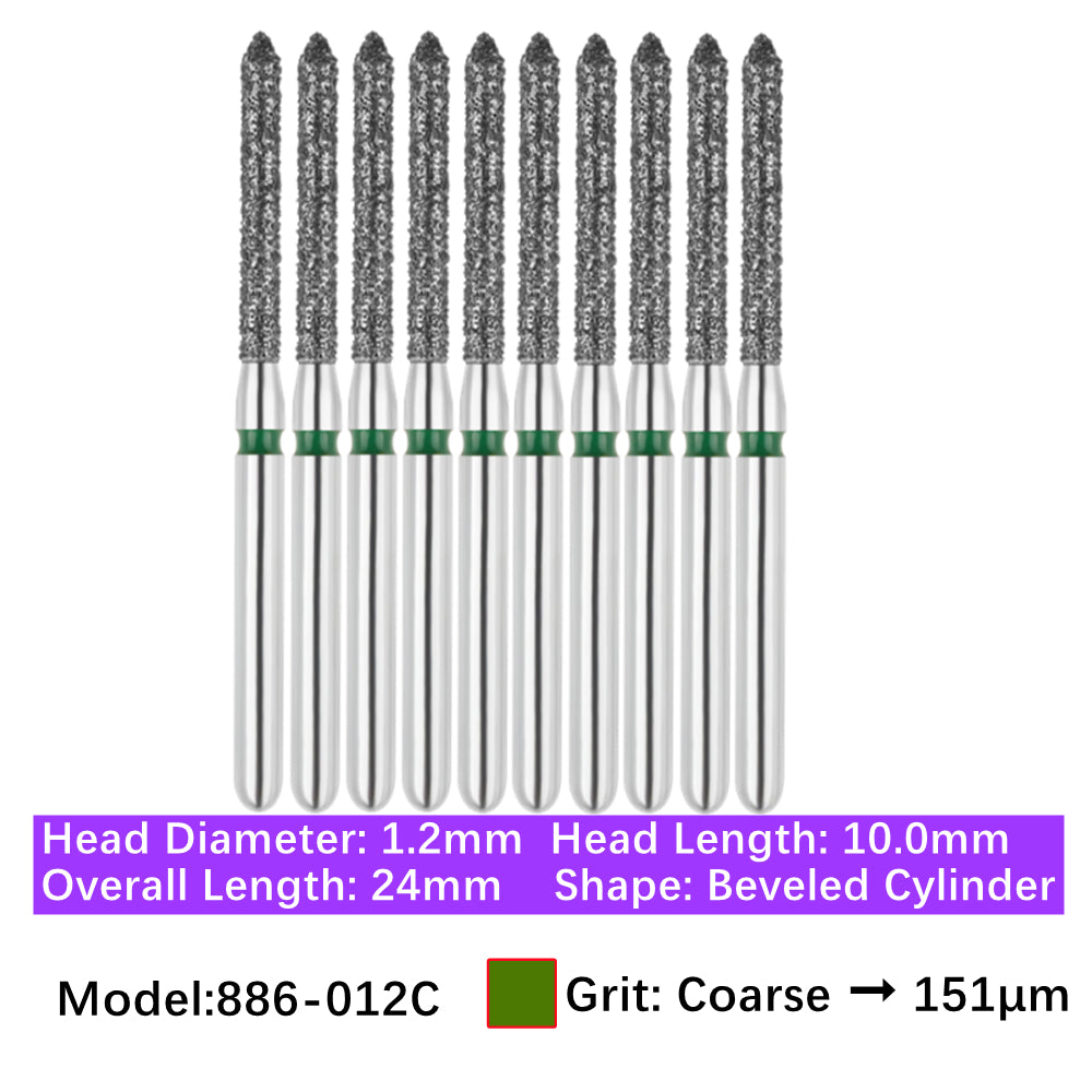 Vakker Dental Bevel Cylinder FG Diamond Burs 886-012C 10/pk
