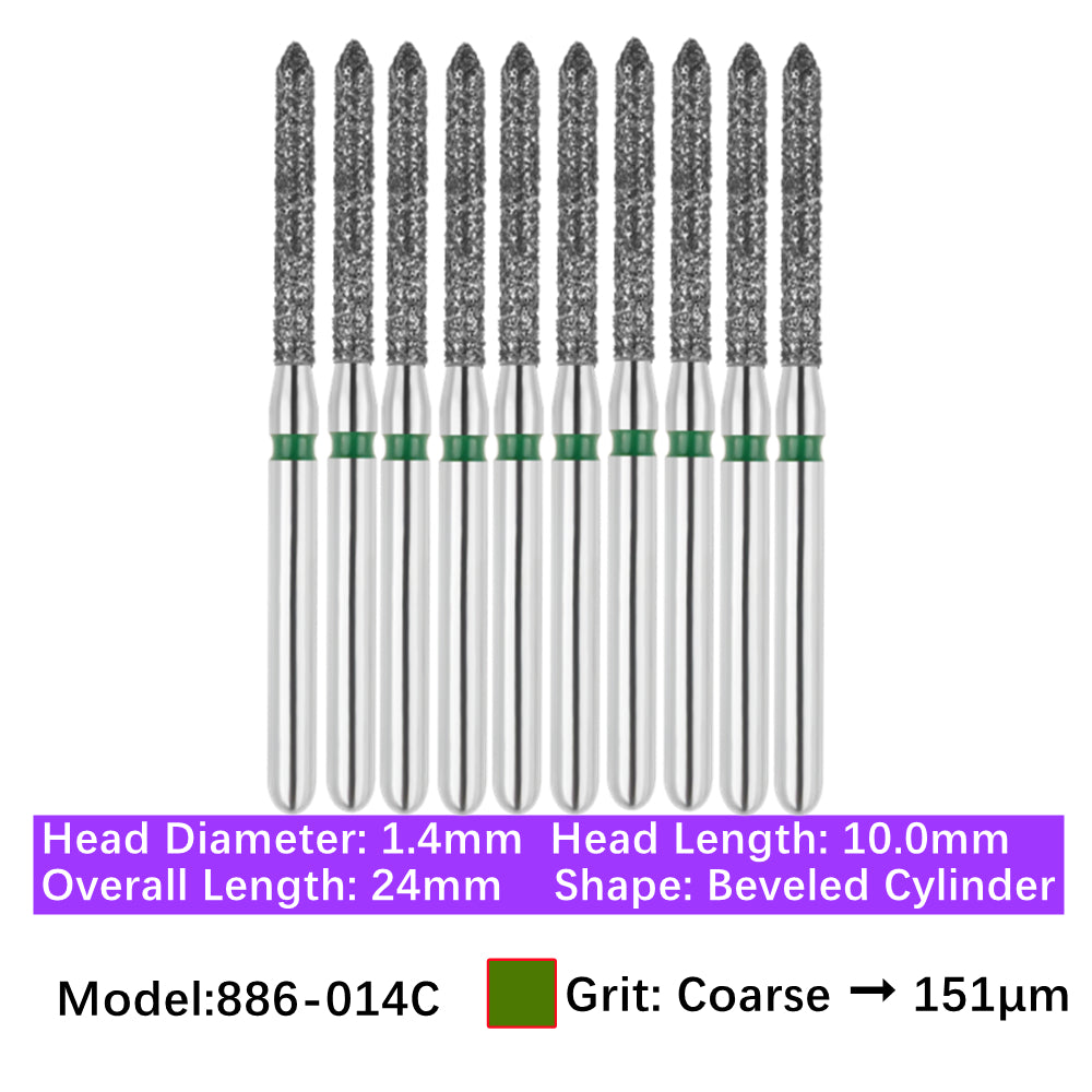 Vakker Dental Bevel Cylinder FG Diamond Burs 886-014C 10/pk