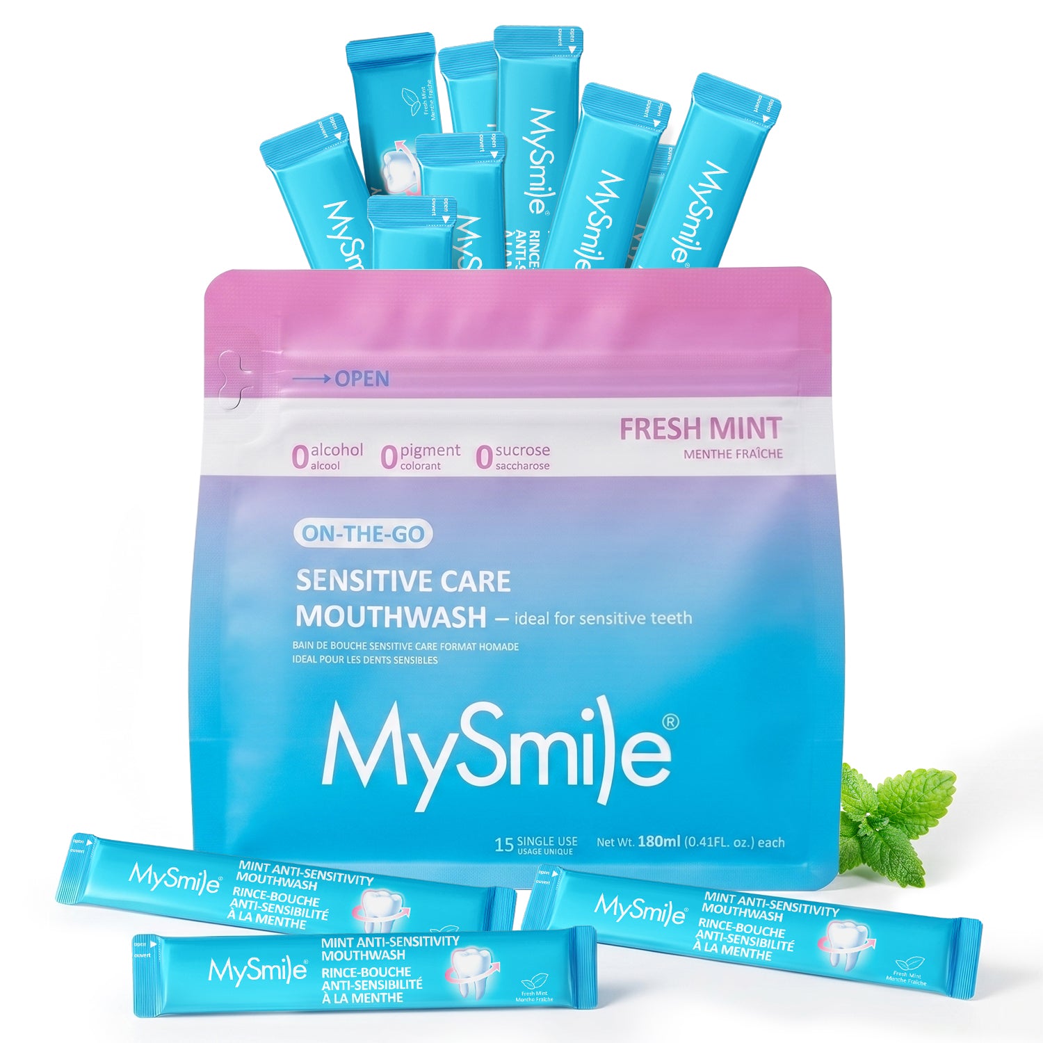 MySmile 30pk Mouthwash Alcohol Free for Bad Breath,Oral Rinses Fluoride Free