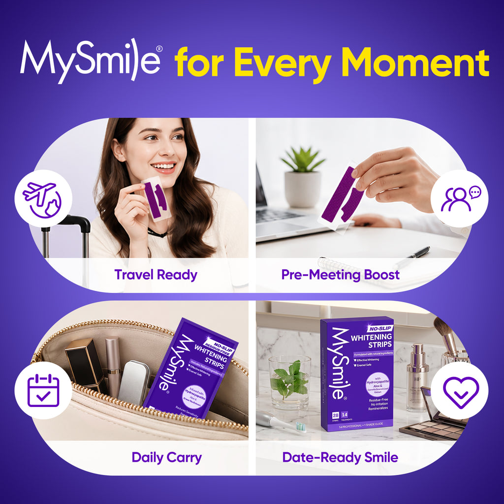 MySmile 28pcs 14 Treatment Purple Teeth Whitening Strips 2 Weeks Tooth Whitener Kit