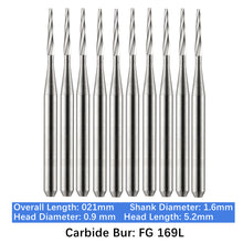 Load image into Gallery viewer, Vakker Dental Carbide Burs FG, Long Shank FG169L Friction Grip 10/pk
