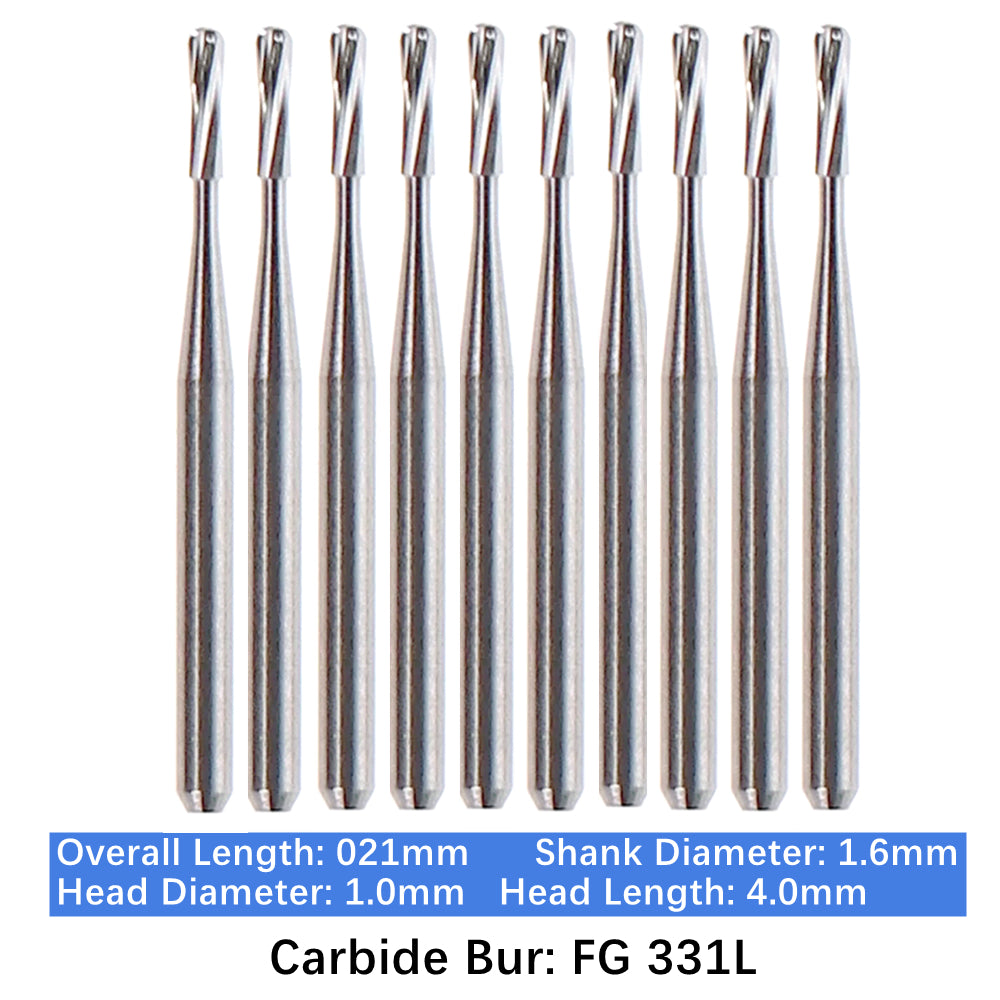 Vakker Dental Carbide Burs FG, Long Shank FG331L Friction Grip 10/pk