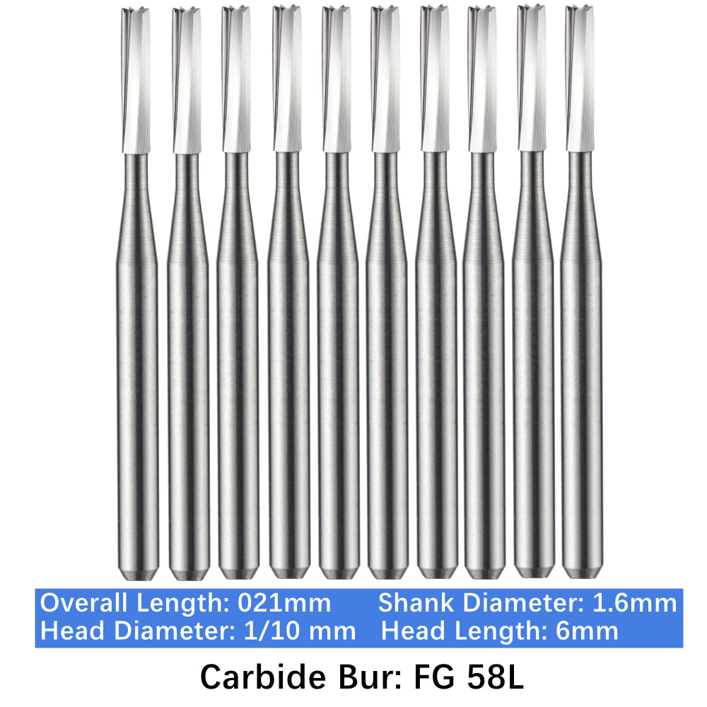 Vakker Dental Carbide Burs FG, Long Shank FG58L Friction Grip 10/pk