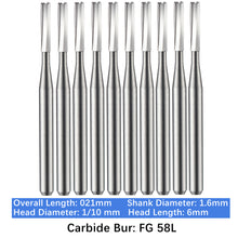 Load image into Gallery viewer, Vakker Dental Carbide Burs FG, Long Shank FG58L Friction Grip 10/pk
