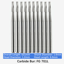 Load image into Gallery viewer, Vakker Dental Carbide Burs FG, Long Shank FG701L Friction Grip 10/pk
