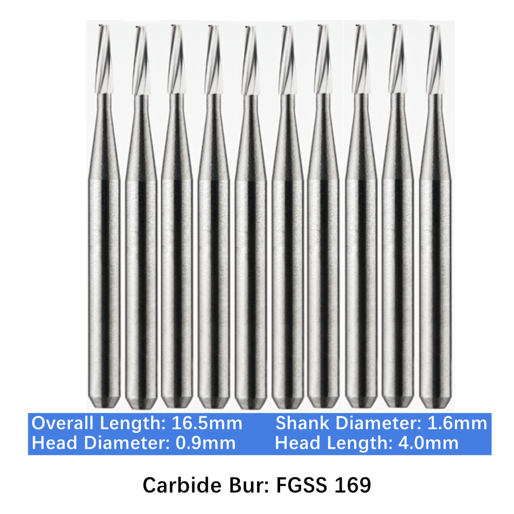 Vakker Dental Carbide Burs FG, Short Shank SS 169 Friction Grip 10/pk