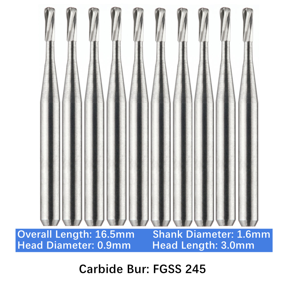Vakker Dental Carbide Burs FG, Short Shank SS 245 Friction Grip 10/pk