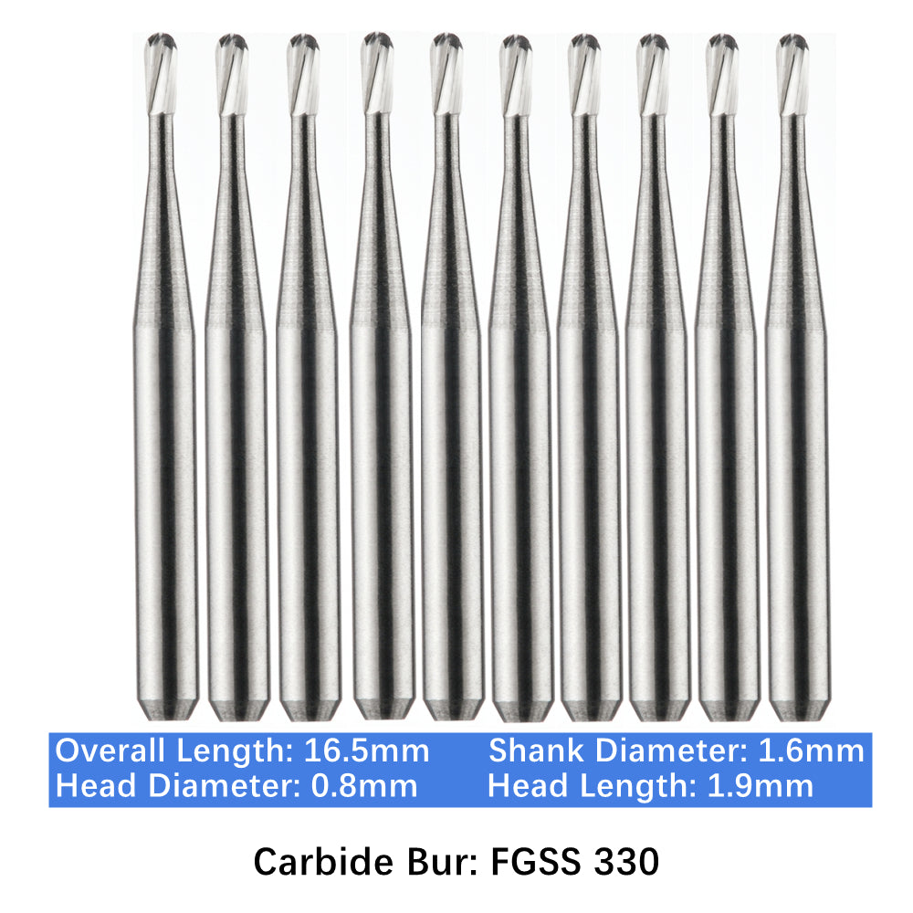 Vakker Dental Carbide Burs FG, Short Shank SS 330 Friction Grip 10/pk