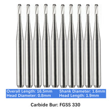 Load image into Gallery viewer, Vakker Dental Carbide Burs FG, Short Shank SS 330 Friction Grip 10/pk
