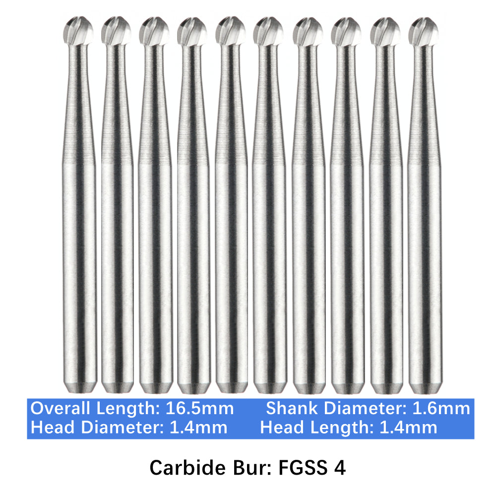 Vakker Dental Carbide Burs FG, Short Shank SS 4 Friction Grip 10/pk