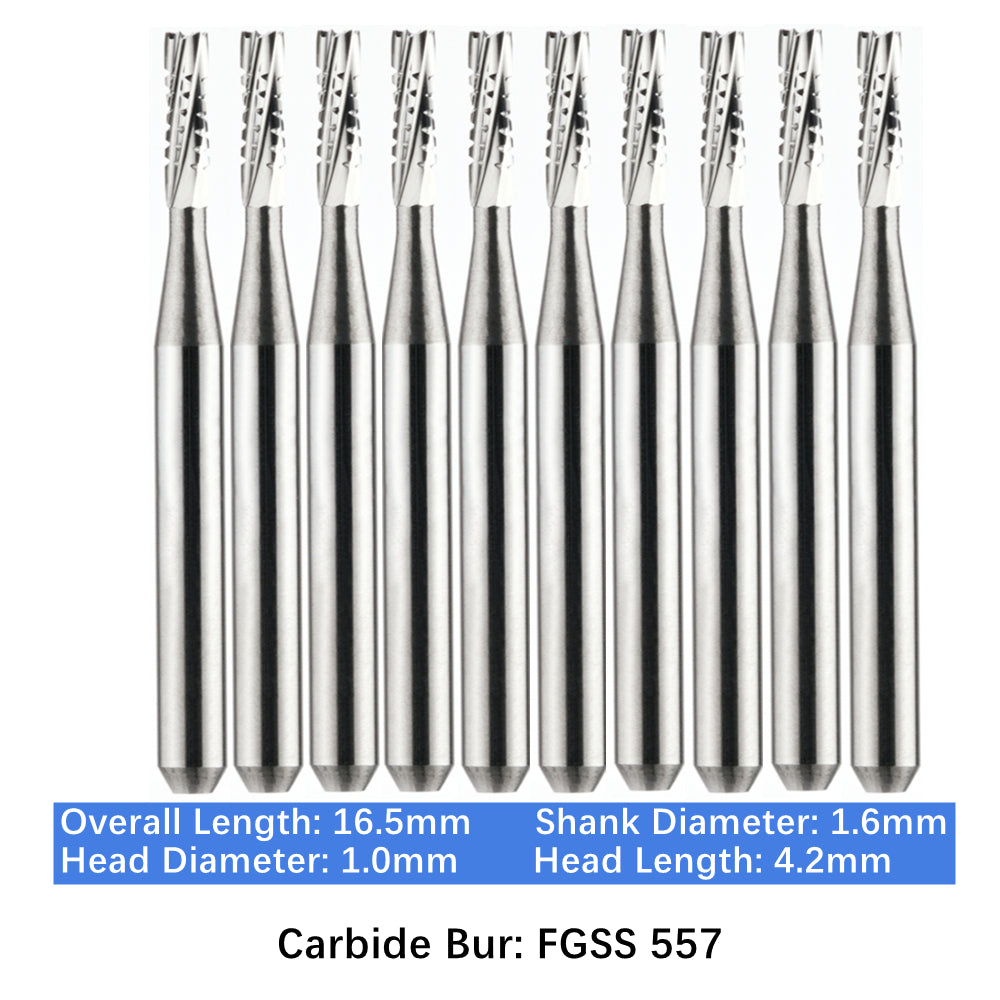 Vakker Dental Carbide Burs FG, Short Shank SS 557 Friction Grip 10/pk