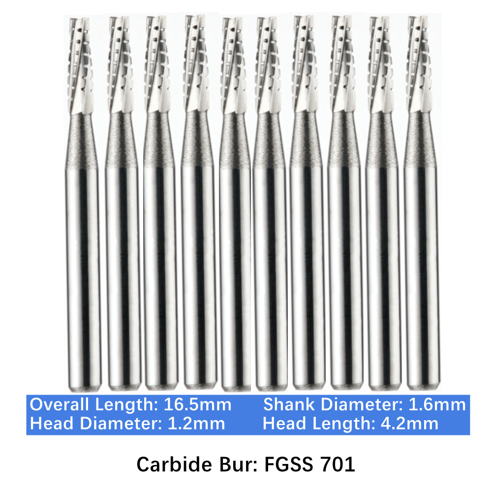 Vakker Dental Carbide Burs FG, Short Shank SS 701 Friction Grip 10/pk