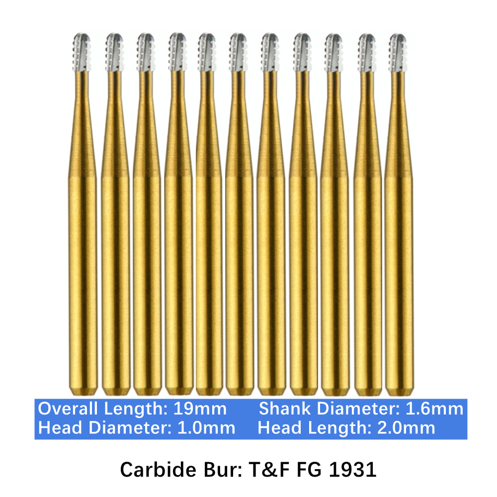 Vakker Dental Carbide Burs F&G FG 1931 Friction Grip 10/pk