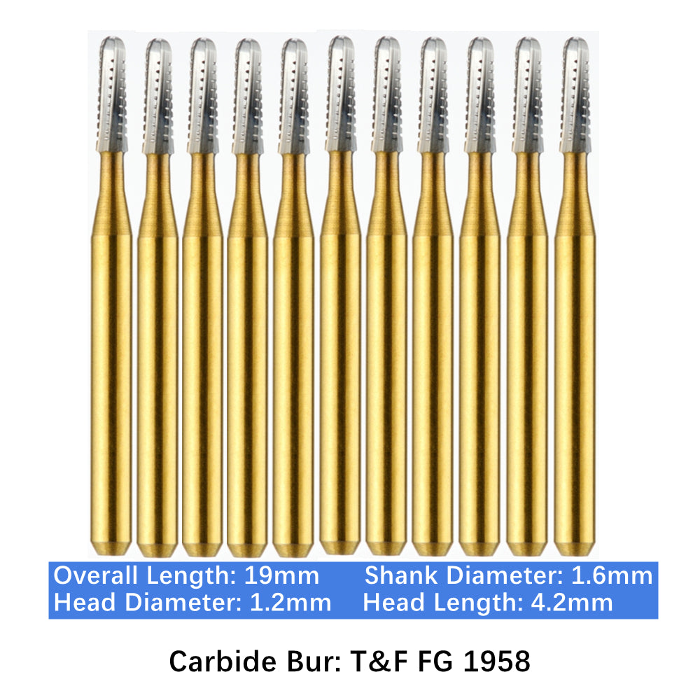 Vakker Dental Carbide Burs F&G FG 1958 Friction Grip 10/pk