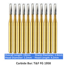 Load image into Gallery viewer, Vakker Dental Carbide Burs F&amp;G FG 1958 Friction Grip 10/pk
