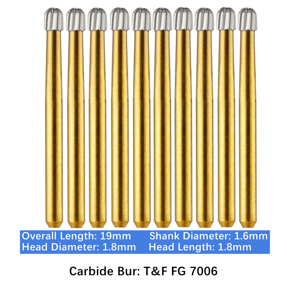 Vakker Dental Carbide Burs Trimming & Finishing T&F FG-7006 Friction Grip 10/pk