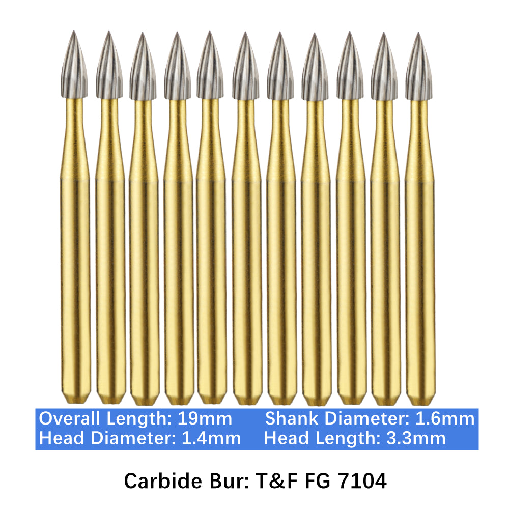 Vakker Dental Carbide Burs Trimming & Finishing T&F FG-7104 Friction Grip 10/pk