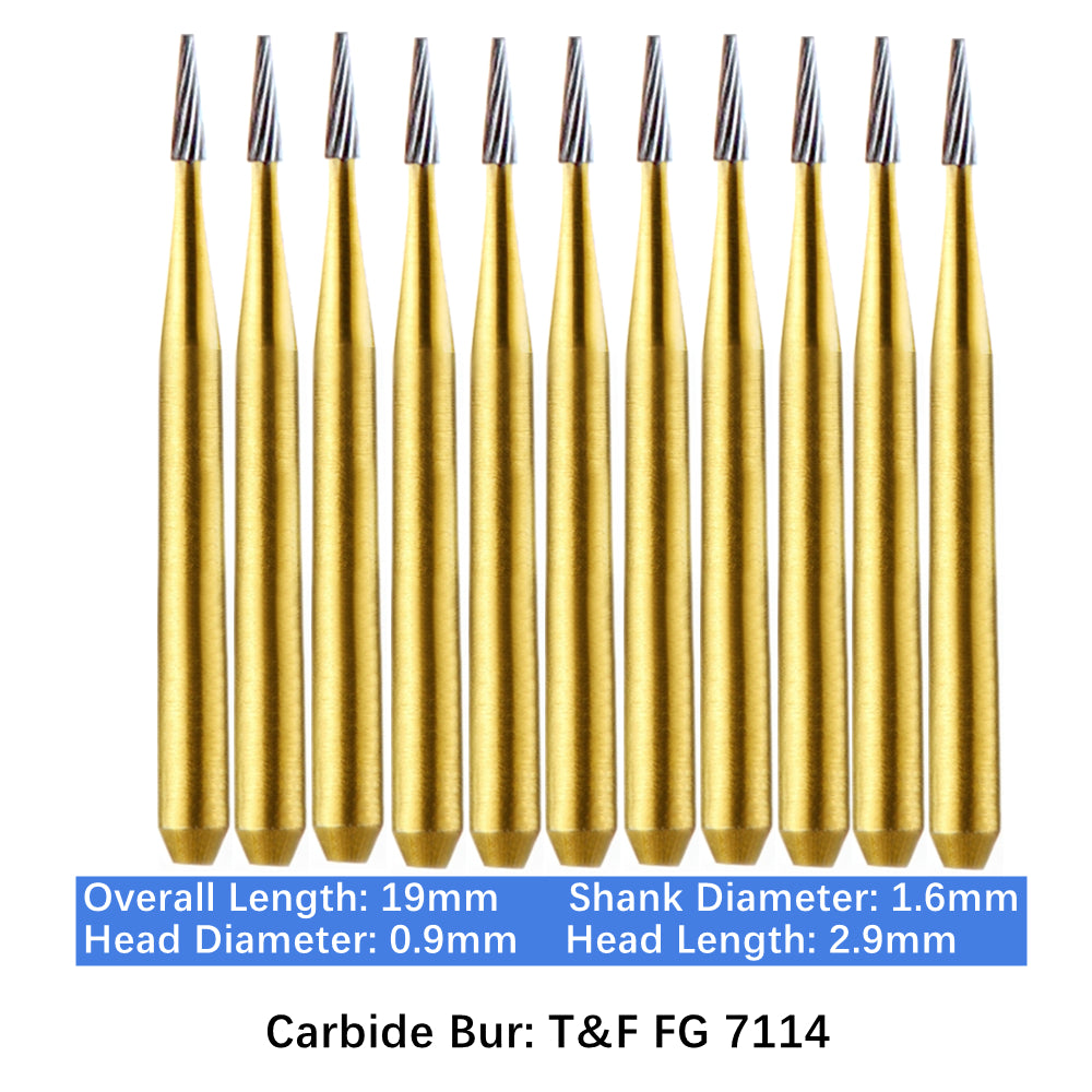 Vakker Dental Carbide Burs Trimming & Finishing T&F FG-7114 Friction Grip 10/pk