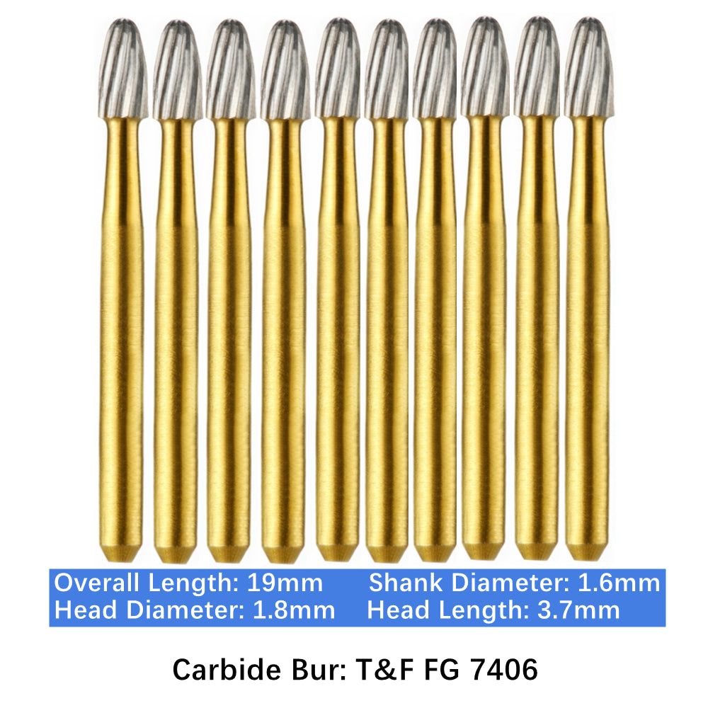 Vakker Dental Carbide Burs Trimming & Finishing T&F FG-7406 Friction Grip 10/pk