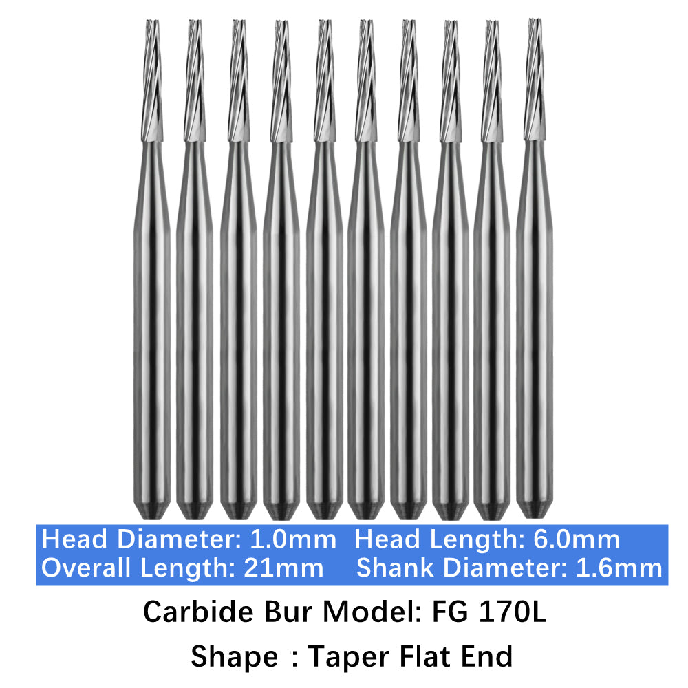 Vakker Dental Carbide Burs FG, Long Shank FG170L Friction Grip 10/pk